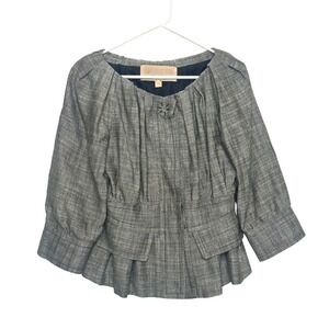 Giambattista Valli Italy Silk Linen Peplum Jacket Grey Designer luxery blazer